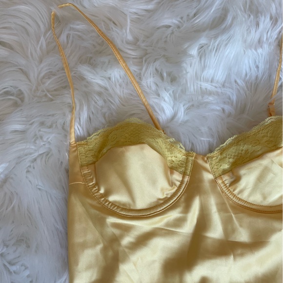 Beginning Boutique Yellow Satin Midi Dress - Picture 15 of 16